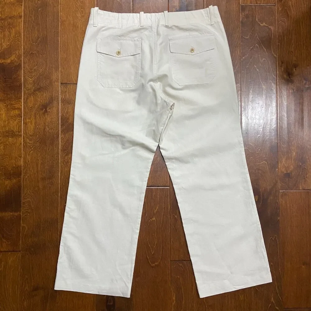 Banana Republic Casual Cream Relaxed Fit Linen Cotton Blend Pants Mens 33 x 30